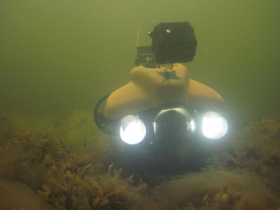 Remotely operated vehicle which is used for underwater filming of, e.g., habitats.