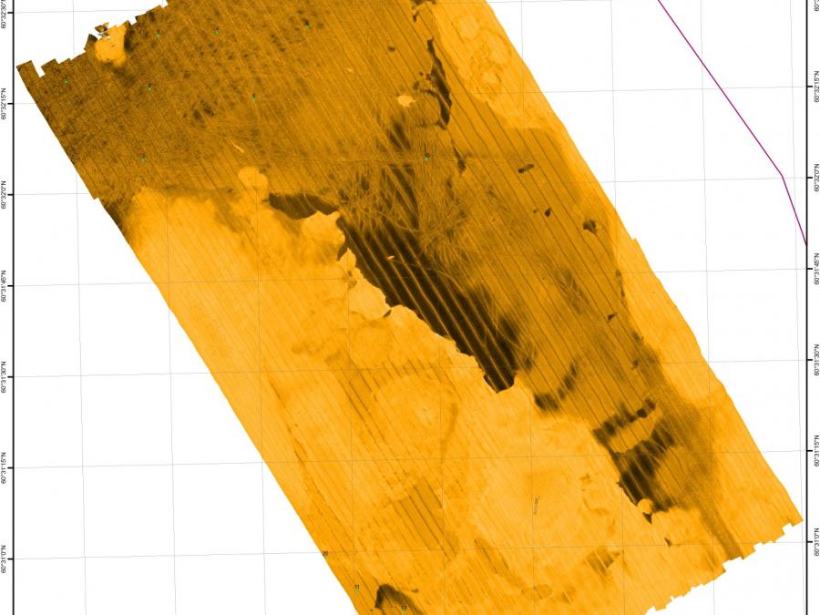 The seafloor backscatter is defined as the amount of acoustic energy being received by the sonar after a complex interaction with the seafloor. This information can be used to determine seabed substrate type, because different seabed substrate types "scatter" sound energy differently.