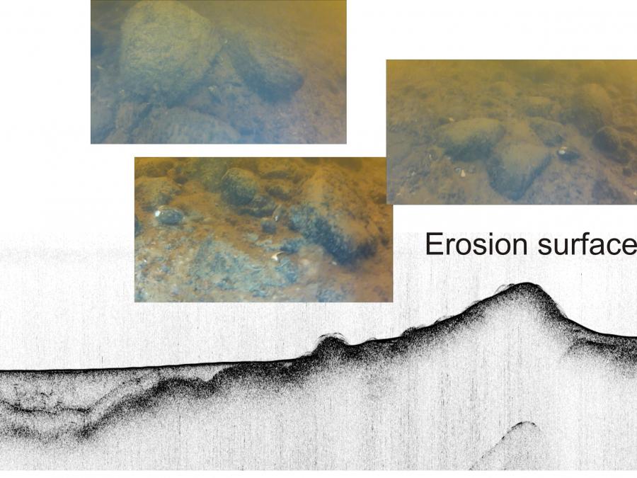 The general process or the group of processes whereby the materials of the Earth's crust are loosened, dissolved, or worn away, and simultaneously moved from one place to another, by natural agencies, which include weathering, solution, corrosion, and transportation, but usually exclude mass wasting; specif. the mechanical destruction of the land and the removal of material (such as soil) by running water (including rainfall), waves and currents, moving ice, or wind. 